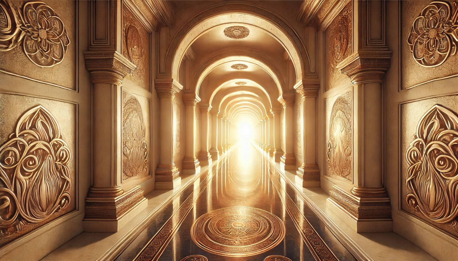 Couloir symbolique menant vers une lumière